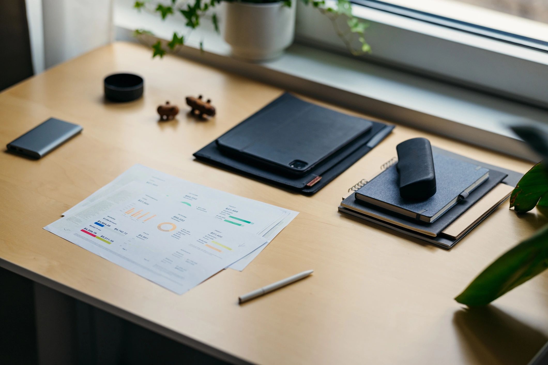 Office desk surface ready for paperwork