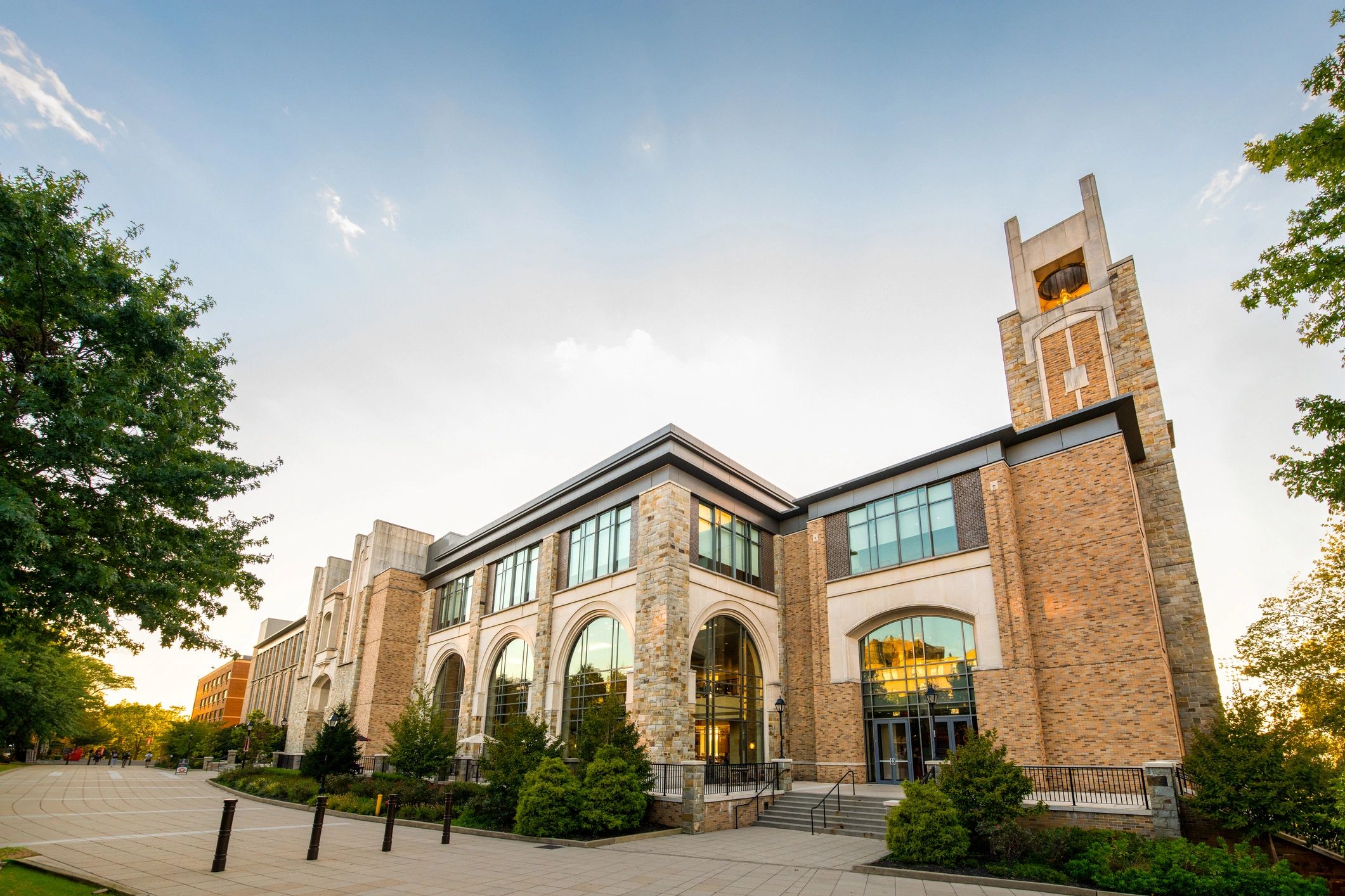 Traditional campus-style buildings in a landscaped setting